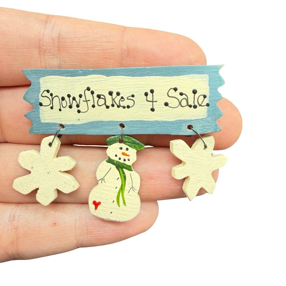 Vintage Snowflakes for sale brooch winter jewelry wooden pin
